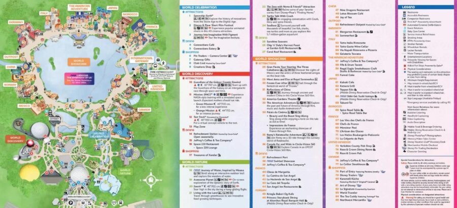 Disney Epcot (Florida) - Parkkarte Disney Epcot Karte