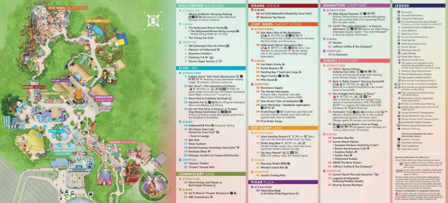 Disneys Hollywood Studios (Florida) - Parkkarte