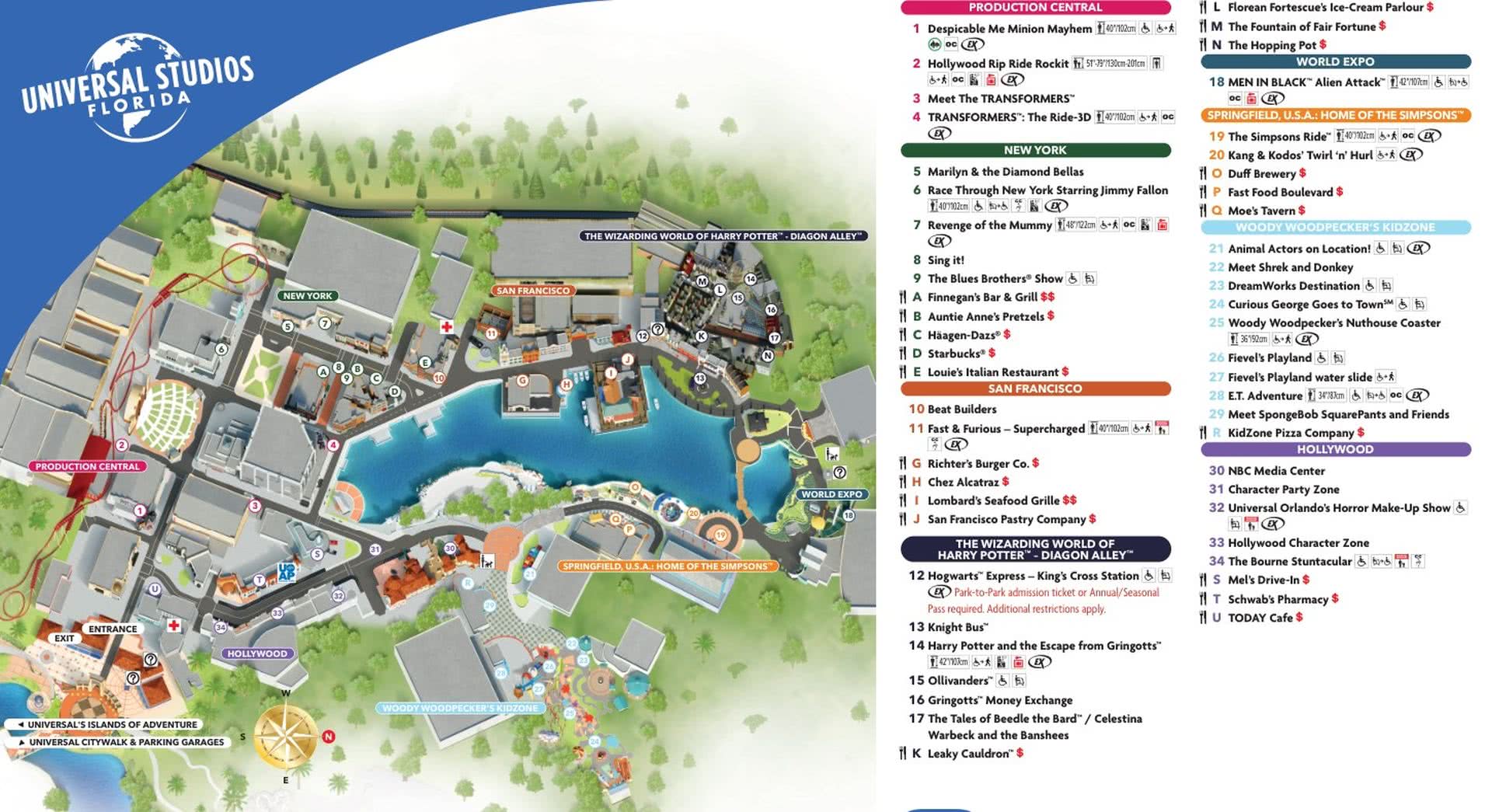 Universal Studios Orlando (Florida) Park-Karte