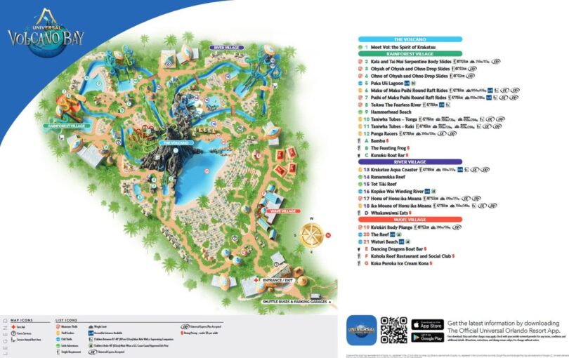 Universal's Volcano Bay Karte