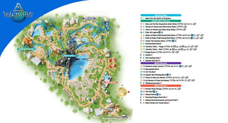 Universal's Volcano Bay Karte