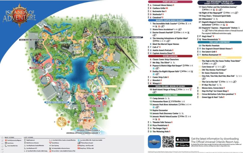 Parkkarte Universal's Islands of Adventure in Orlando (Florida)