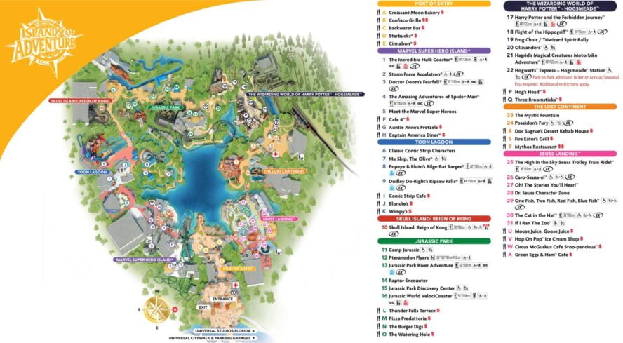 Parkkarte Universal's Islands of Adventure in Orlando (Florida)