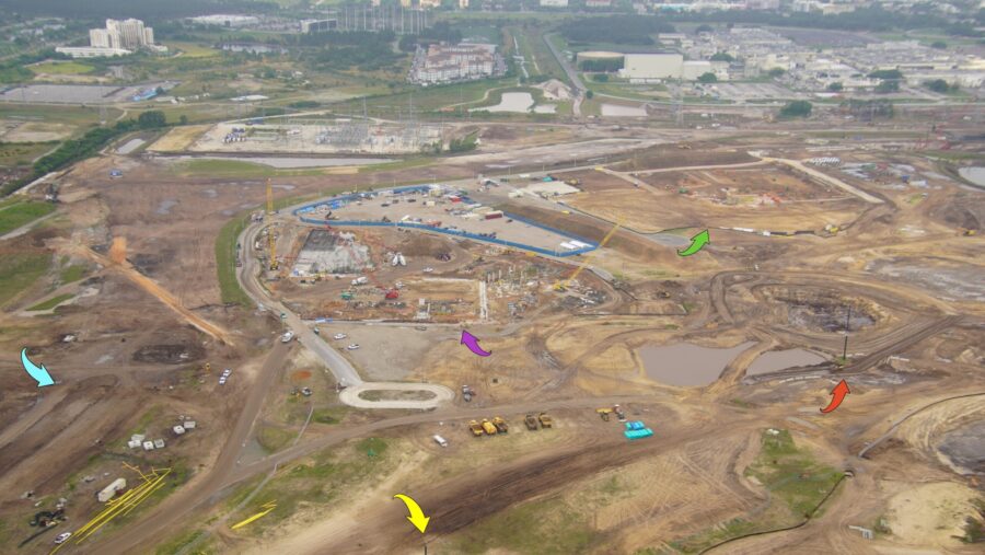 Luftaufnahme eines Teils von Universal's Epic Universe