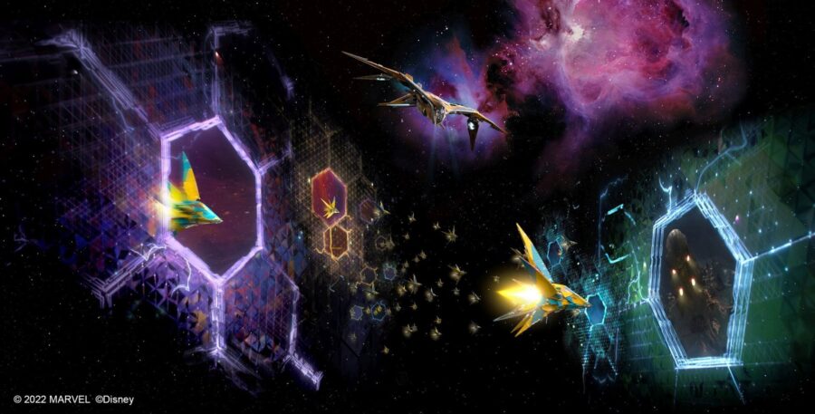 Visualisierung der Achterbahn von Guardians of the Galaxy