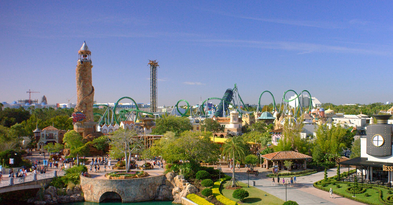 Blick auf den Freizeztpark Universal Islands of Adventure